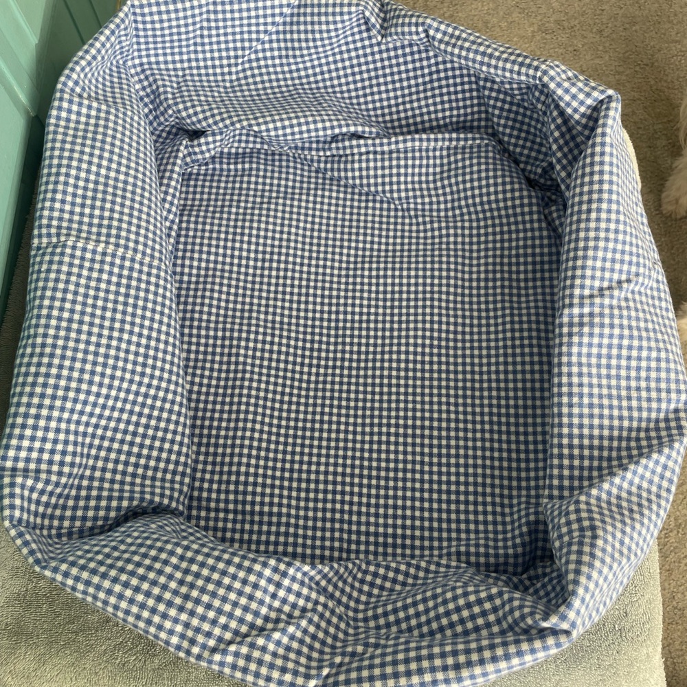 2 Pottery Barn Kids blue Gingham Sabrina Basket Liners size XL
